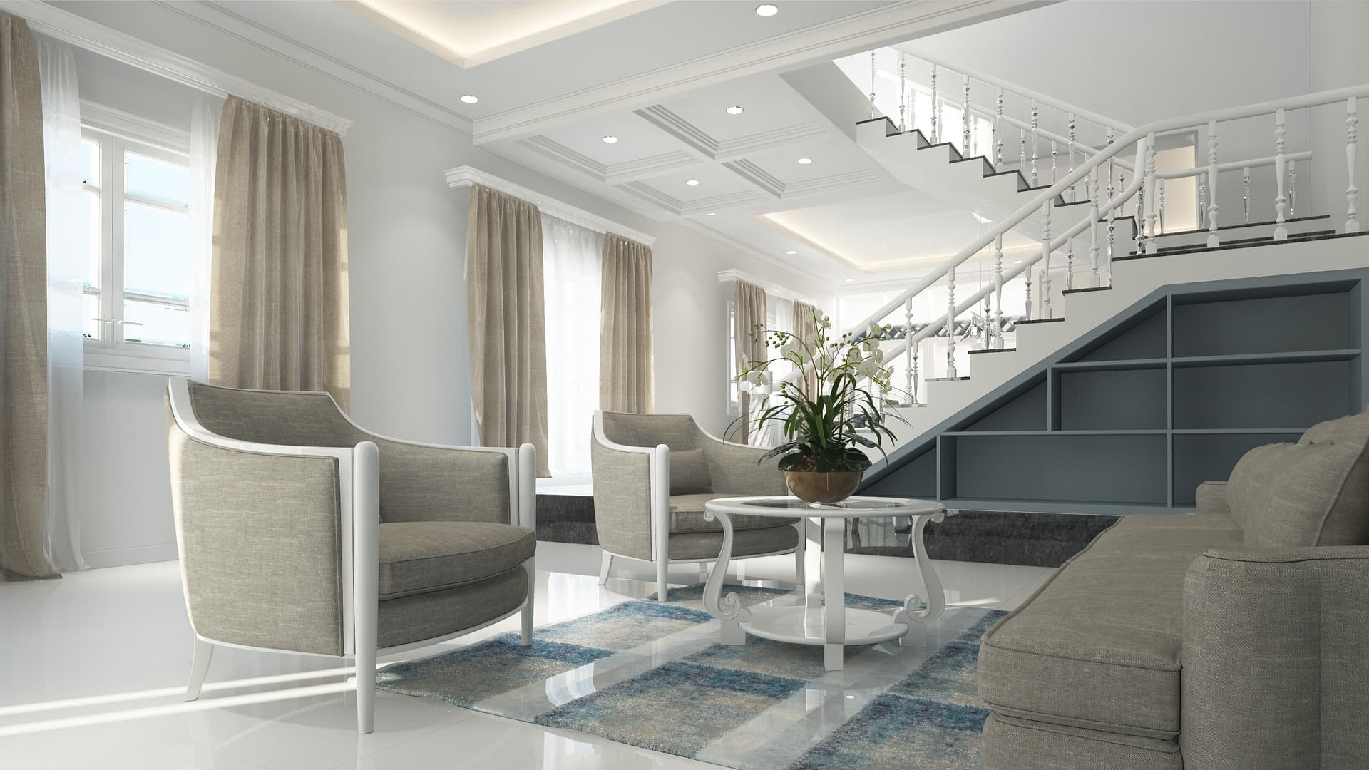 Sala interior moderna: diseño y decoración de interiores